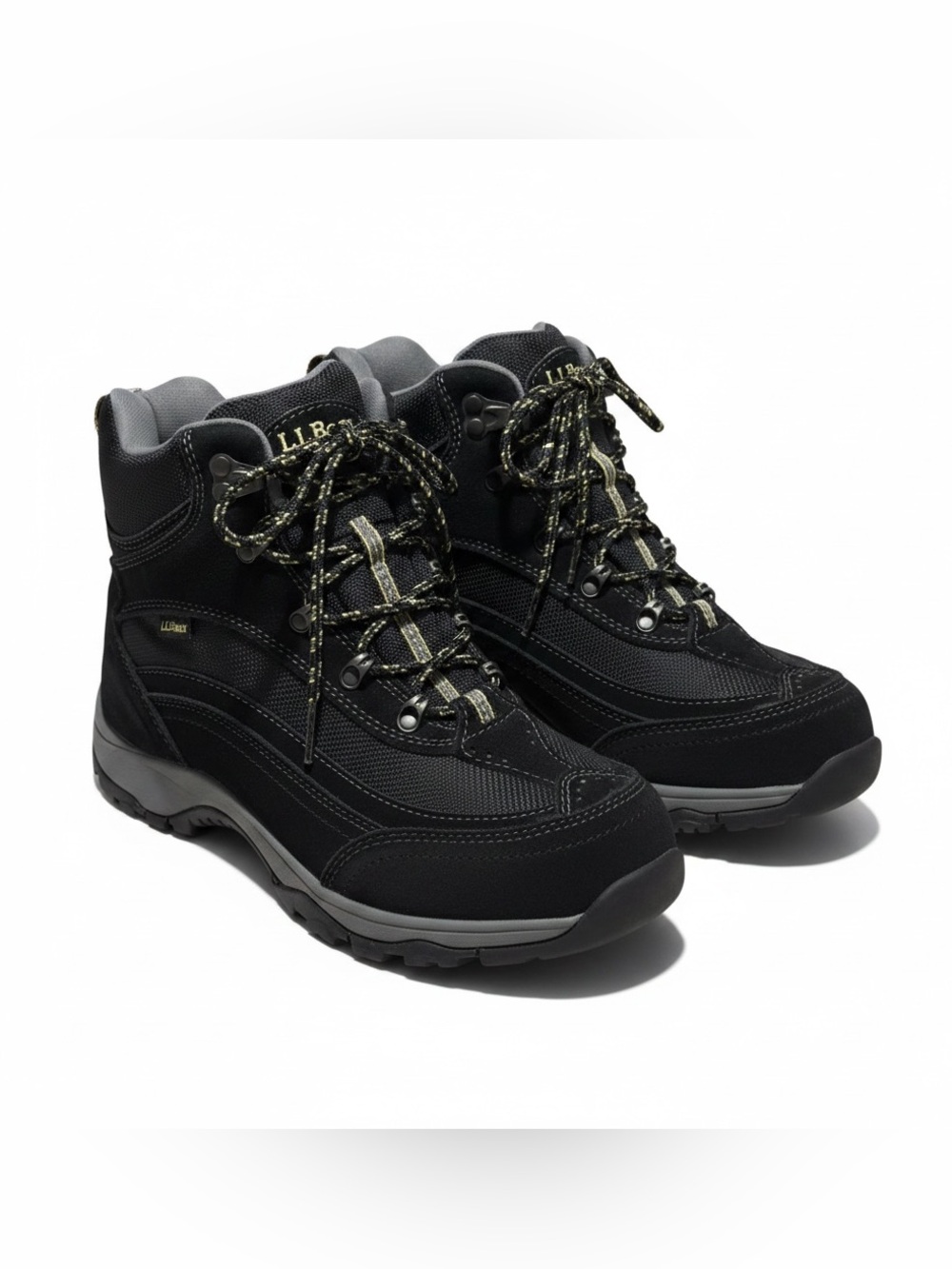 Size 7.5 women’s L.L. Bean Black and Gray Lace-Up Hiking Boots like new